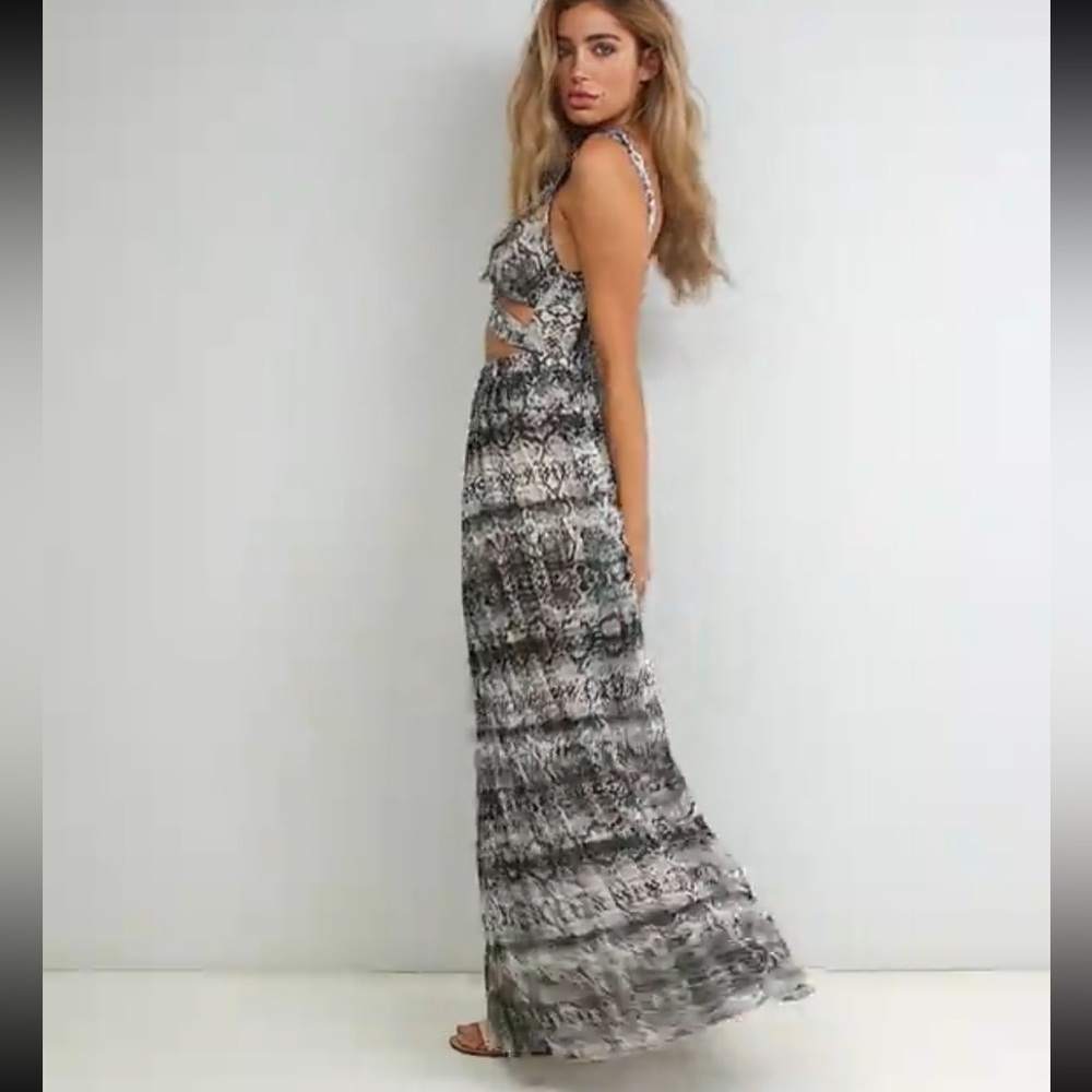 NEW | ASOS Beach Maxi Dress Mono Snake Pleated Skirt by Black Cream Sz 6